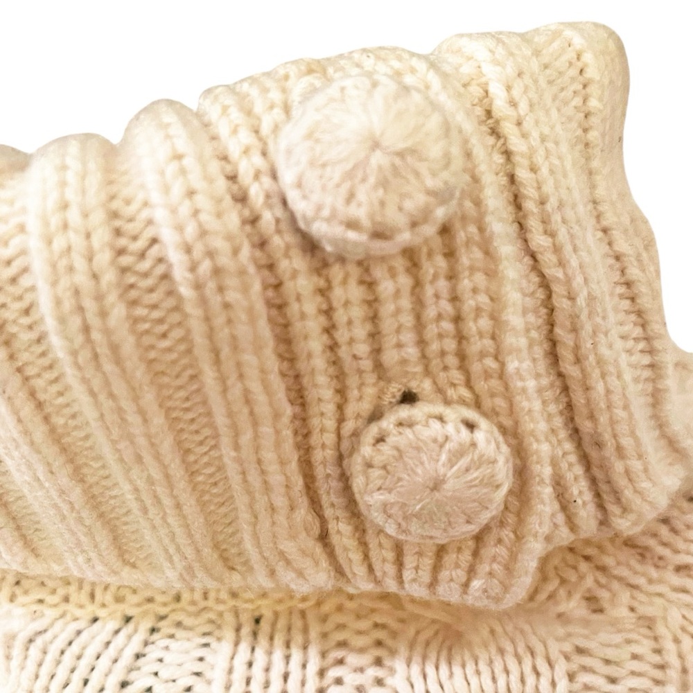 100%‎ Cashmere Chunky Aran Cable Knit Mock Neck Turtleneck Sweater Small Ivory - Picture 4 of 15